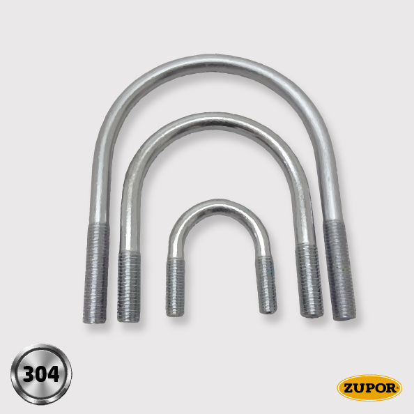 Support en U DIN3570 - Ø60 - 2" - DN50 - M12 - Inox 304