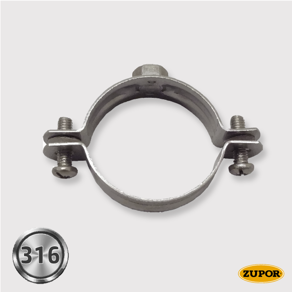 Ophangbeugel zonder rubber - M10 - Ø108-114mm - RVS316