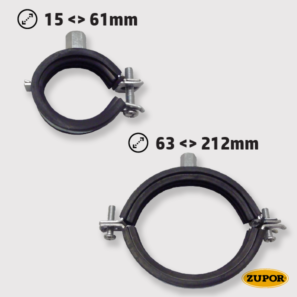 Support de suspension avec caoutchouc - M8/M10 - Ø72-78mm - ELVZ