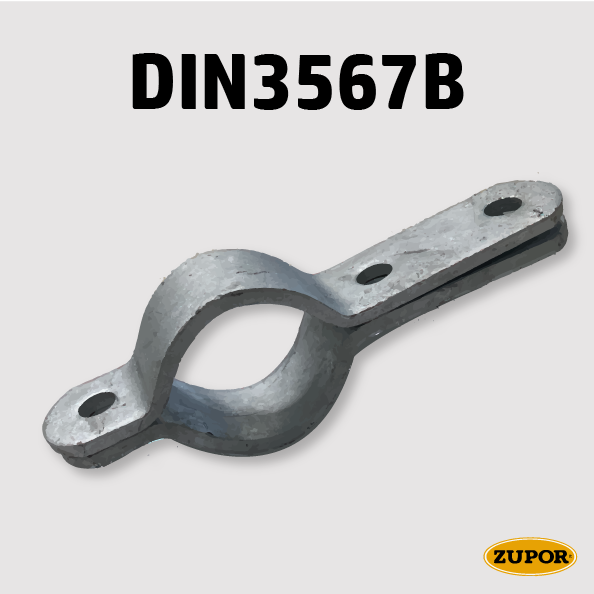 Support 3 trous - DIN3567B - Ø22 - 1/2" - DN15 - GALVANISÉ À CHAUD