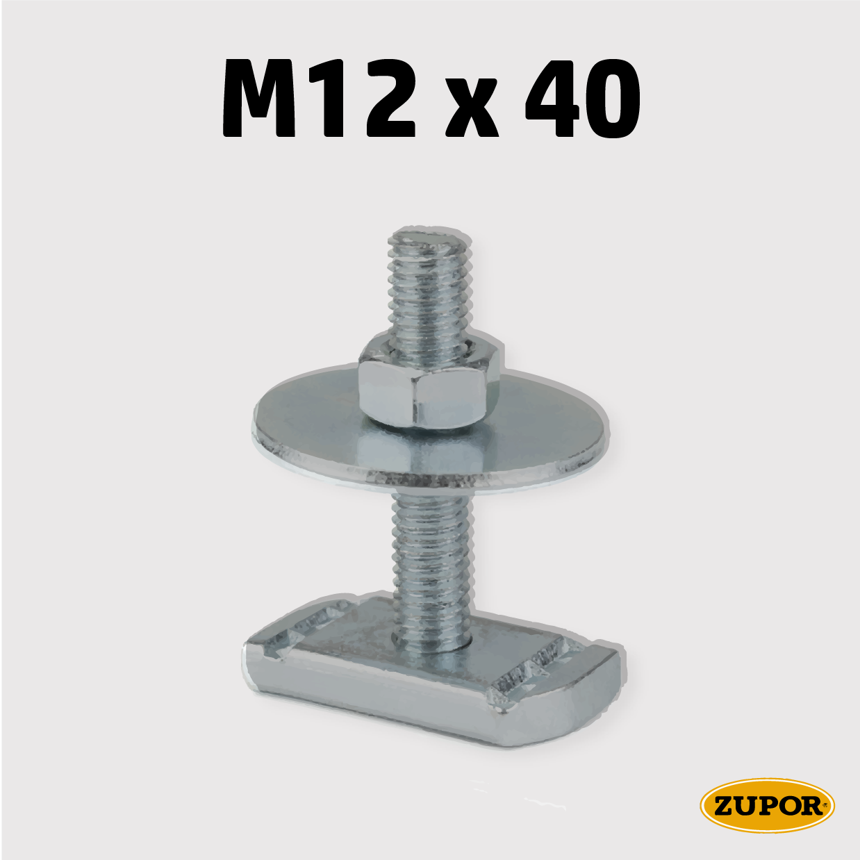 Boulon coulissant pour rail STRUT 41 x ... - M12 x 40 - zingué