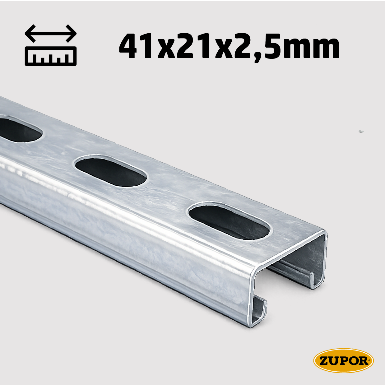 STRUT mounting rail - 41 x 21 x 2.50 - L 6000 mm - galvanised