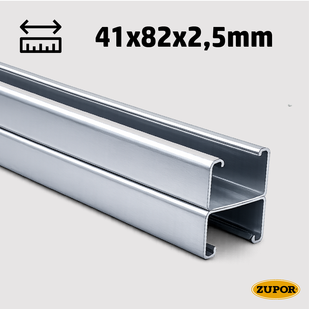 STRUT mounting rail - 41 x 82 x 2.50 - L 6000 mm - Galvanised