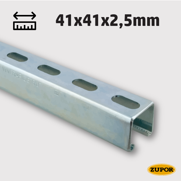 STRUT mounting rail - 41 x 41 x 2.50 - L 6000 mm - galvanised