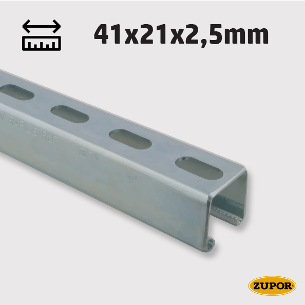 STRUT mounting rail - 41 x 21 x 2.50 - L 6000 mm - Hot-dip galvanized